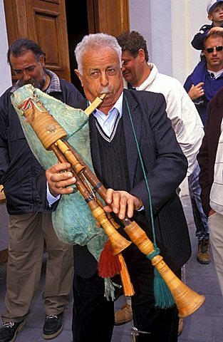 Reed-pipe player, Madonna della Stella feast, San Costantino Albanese, Basilicata, Italy