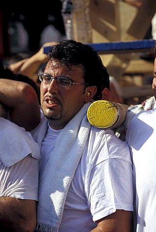 Giglio bearers, Festa dei Gigli, Nola, Campania, Italy