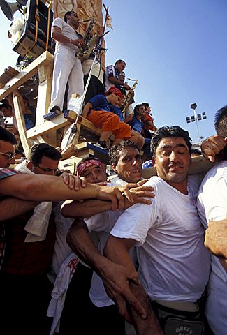 Giglio bearers, Festa dei Gigli, Nola, Campania, Italy