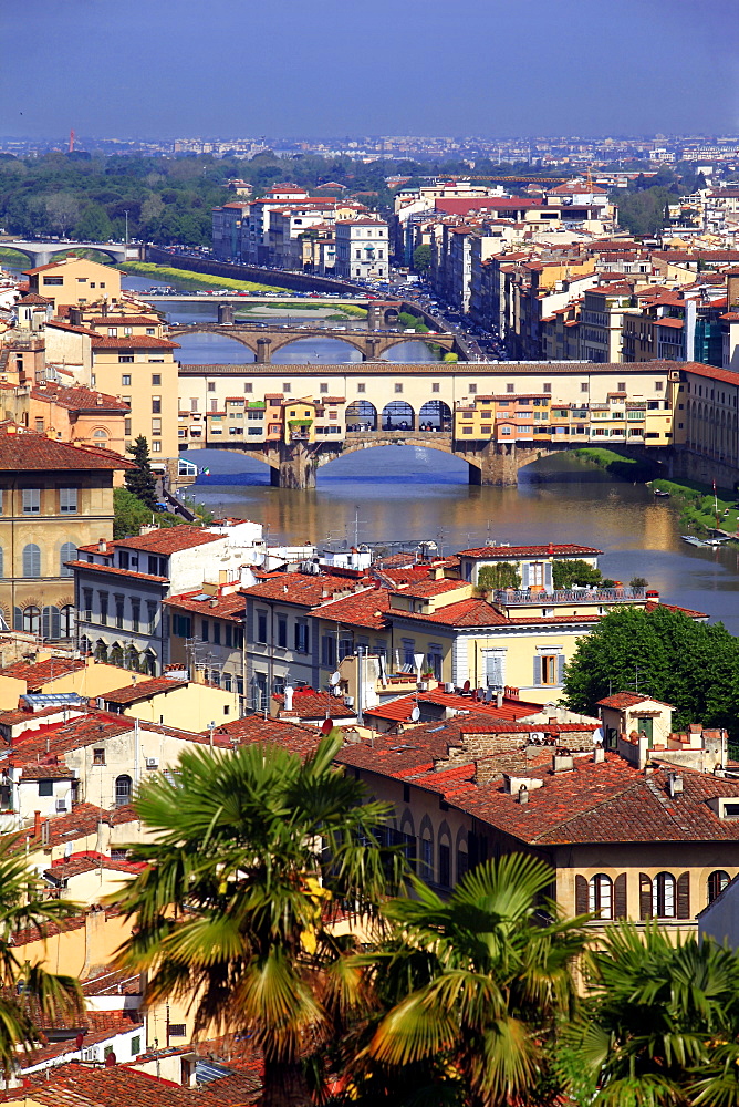 Cityscape, Ponte Vecchio bridge, Florence, Tuscany, Italy, Europe, UNESCO World Heritage Site