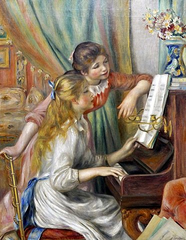 Girls at the Piano, Pierre-Auguste Renoir, Musee d'Orsay, Paris, Ile-de-France, France, Europe