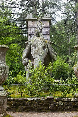 Hannibal's elephant, Parco dei Mostri monumental complex, Bomarzo, Lazio, Italy