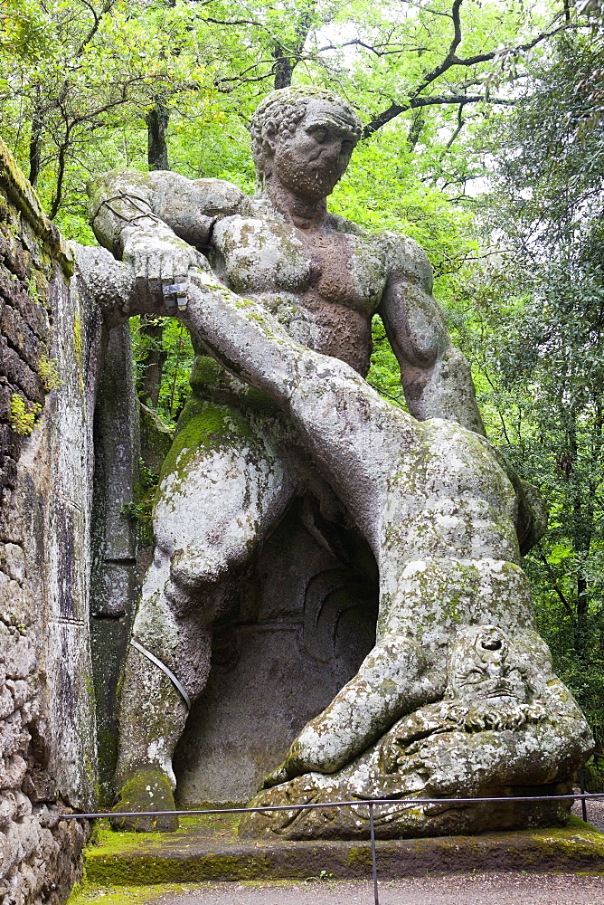 Ercole e Caco statues, Parco dei Mostri monumental complex, Bomarzo, Lazio, Italy