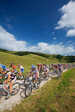 Lessiniabike race, Malga Fratte near Sega di Ala in Lessinia, Trentino Alto Adige, Italy, Europe