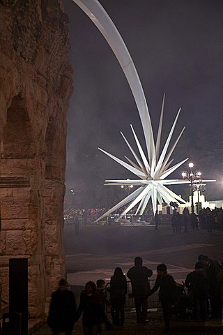 Christmas light, Piazza Braà, Verona, Veneto, Italy