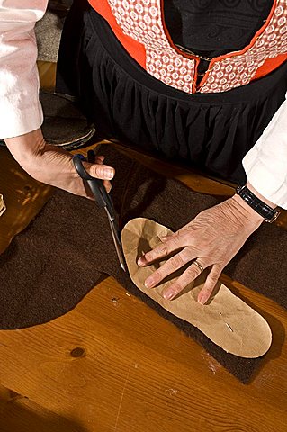 Slippers (Socka), Handicraft, Aosta, Gressoney-St-Jean, Valle d'Aosta, Italy, Europe