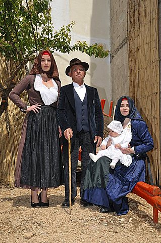 Recall of the ancient wedding in traditional dress, Baunei, Sardinia, Italy, Europe