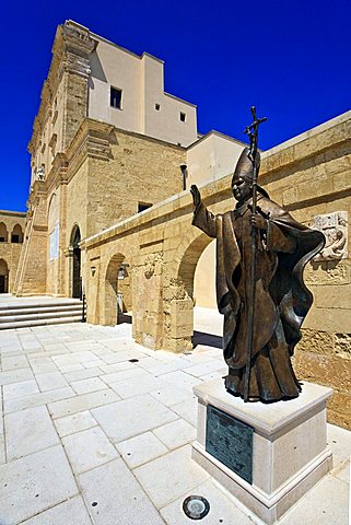 Pope statue, De Finibus Terrae sanctuary, Santa Maria di Leuca, Salento, Apulia, Italy