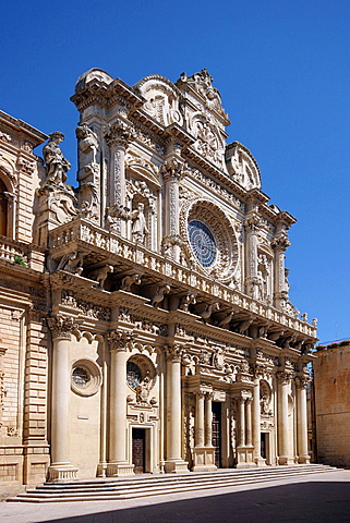 Favßade, Church of the Holy Cross, Lecce, Salentine Peninsula, Apulia, Italy