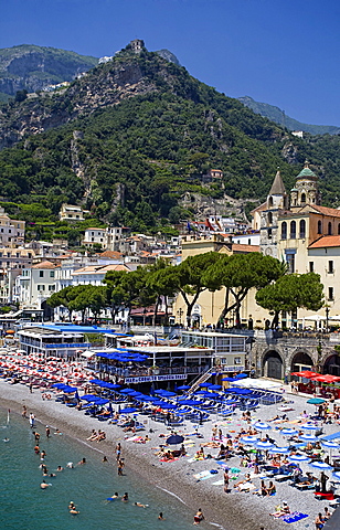 Amalfi beach, Amalfi, Salerno, Campania, Italy, Europe