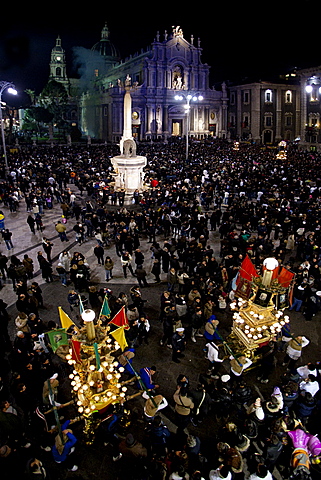 Candelore, religious feast, Catania, Sicily, Italy, Europe