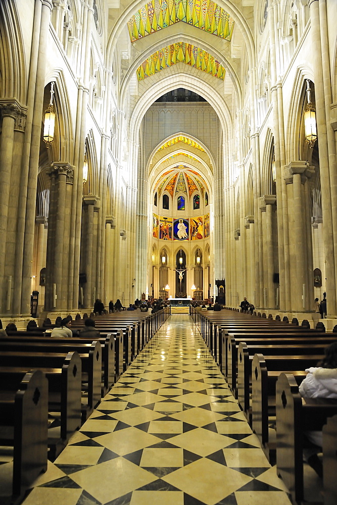 Inside of Cathedral Santa Maria de la Almudena, Madrid, Spain, Europe