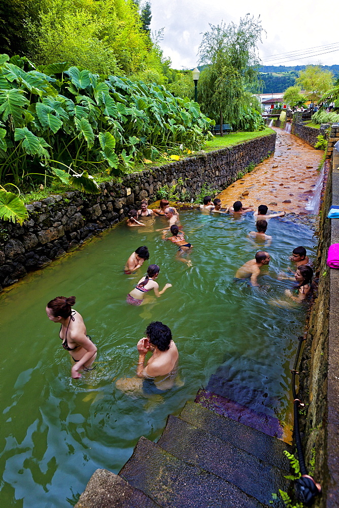 Natural water swimming pool, Dona Beija a Furnas, Sao Miguel, Azores Islands, Portugal, Europe