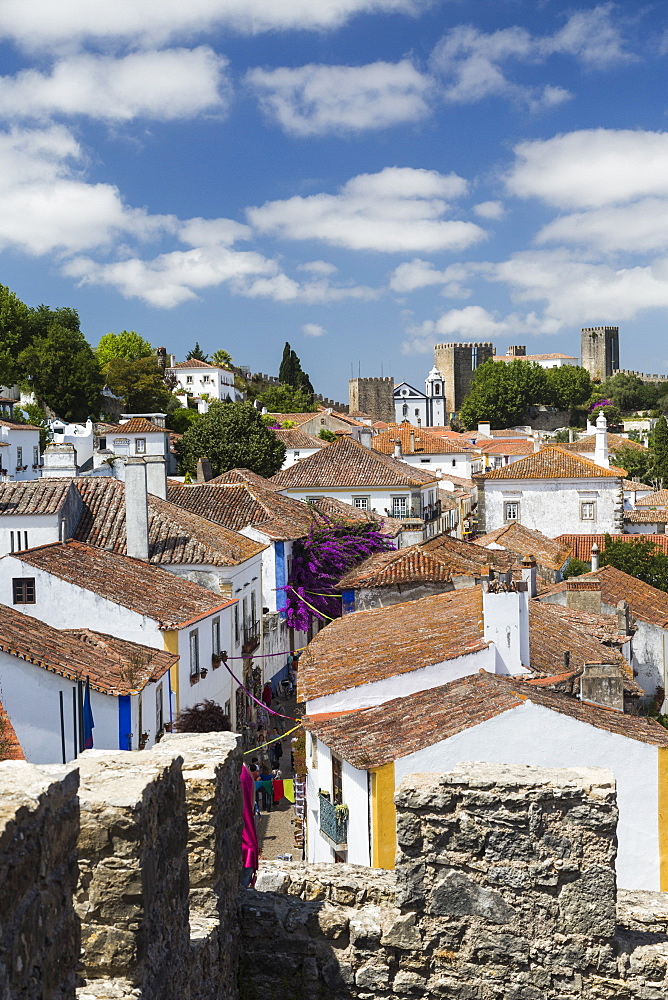 View of the fortified city of Obidos originated in an early Roman settlement, Oeste, Leiria District, Portugal, Europe