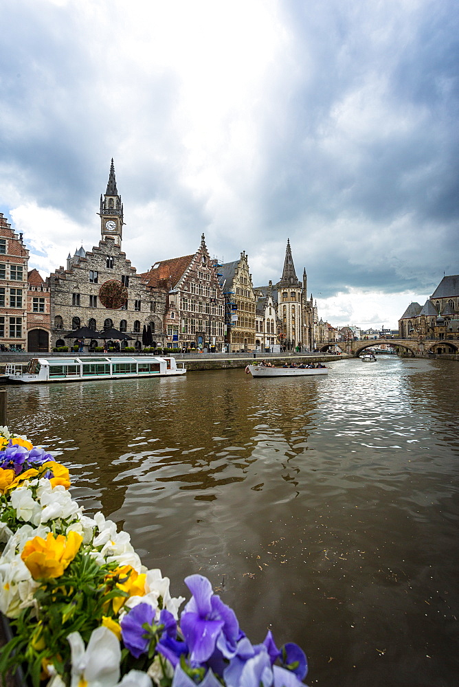 View from the canals during afternoon, Gent, Belgium, Europe