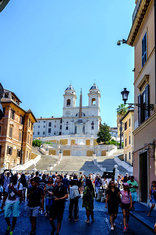 Scalinata Trinita dei Monti, Spanish Steps view from Via Condotti Street, Rome, Lazio, Italy, Europe