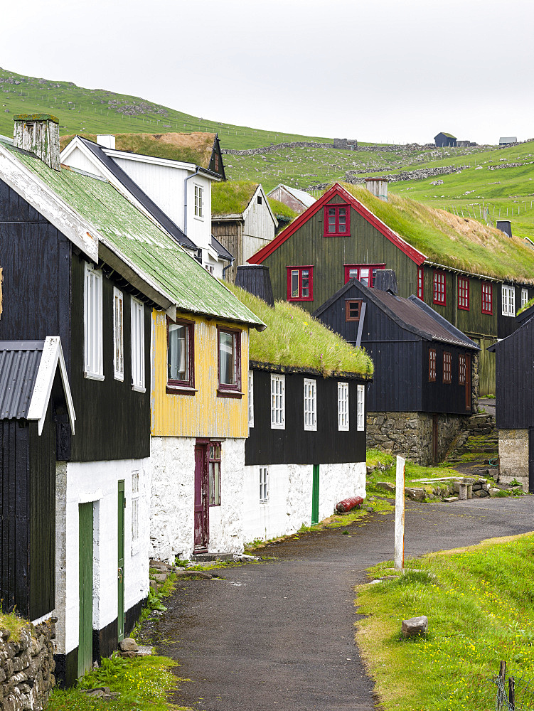 The village on the island Mykines, part of the Faroe Islands in the North Atlantic, Denmark, Northern Europe