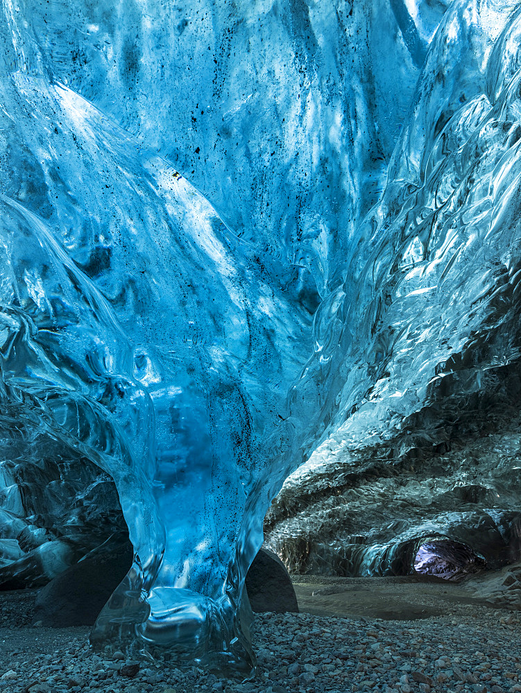 Ice cave in the glacier Breidamerkurjoekull in Vatnajoekull National Park. europe, northern europe, iceland,  February