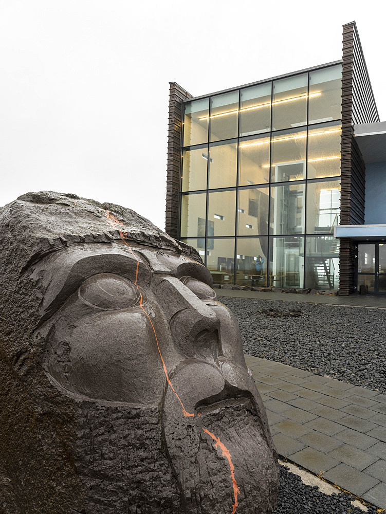 Vikingaheimar (Viking Wolrd), museum in Keflavik displaying a seaworthy replica of a magnificent Viking Ship called  Islendingur.  europe, northern europe, iceland,  February