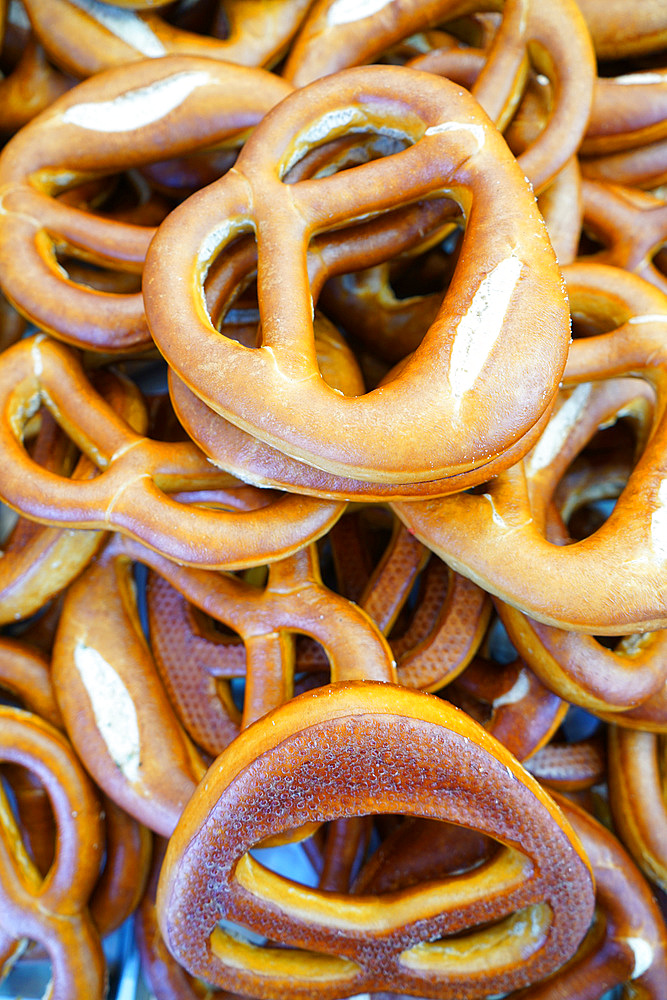 Pretzels, traditional baked bread, South Tyrol, Italy, Europe