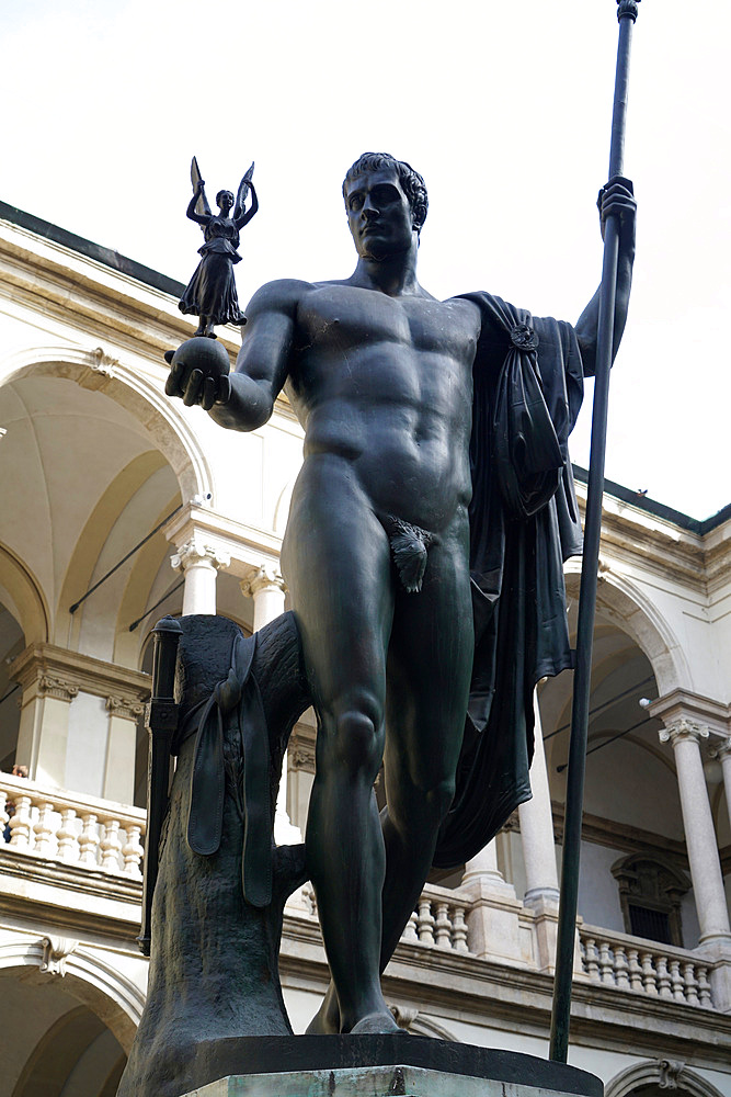 Brera Accademy, Napoleone statue, courtyard, Brera district, Milan, Lombardy, Italy, Europe