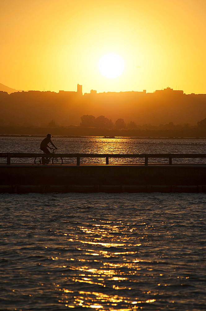 Sunset, Cagliari, View from Saline of Quartu SantElena, Sardinia, Italy, Europe