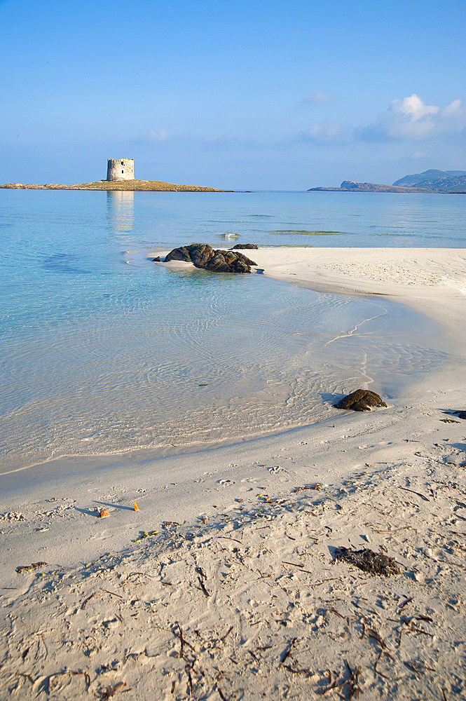 La Pelosa Beach and La Pelosa Tower, Stintino, North Sardinia, Italy, Europe