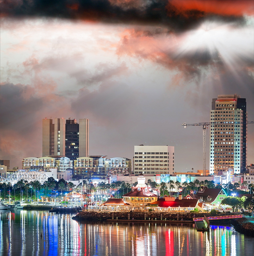 San Diego at dusk, view from city port.