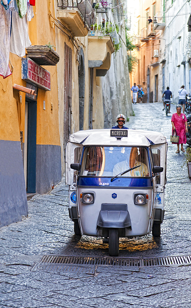 Ape car taxi, Procida island, Campania, Italy, Europe.
