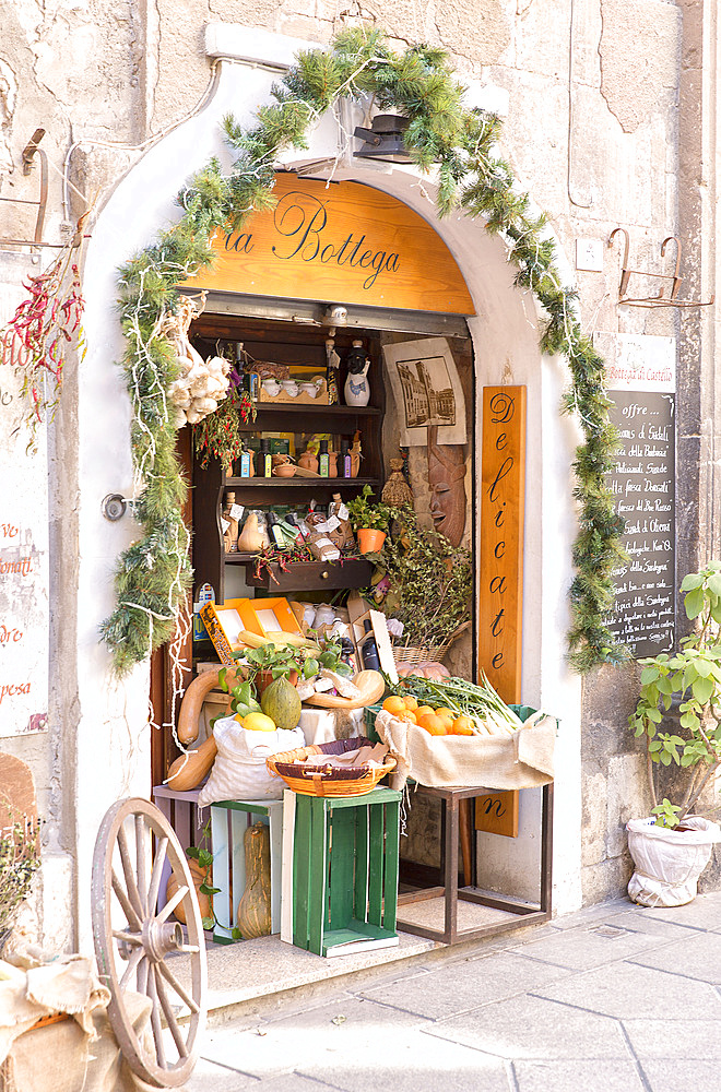 Traditional food store, Cagliari, Sardinia, Italy, Europe