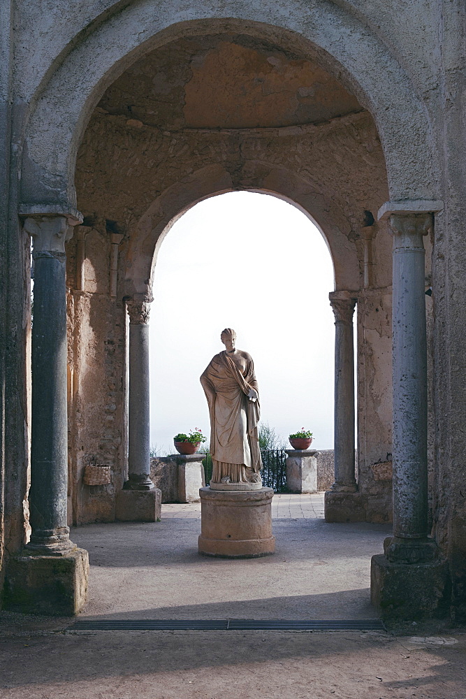 Temple of Ceres, goddess of the Harvests, whose dome on spherical plumes pavilion marks the end of the picturesque avenue and the entrance to the famous and incomparable Terrace of Infinity, Ravello, Amalfi Coast, Campania, Italy, Europe