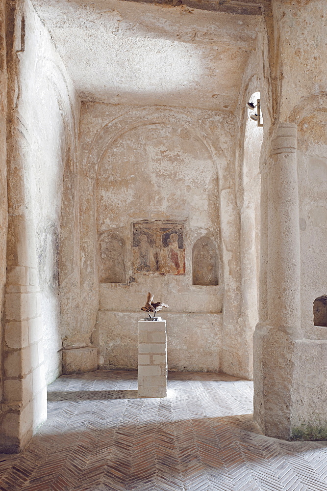 Interrior of the church of San Nicola del Greci, This monastic complex is one of the most important monuments in Matera and is composed of dozens of caves spread over two floors, Matera, Basilicata, Italy, Europe