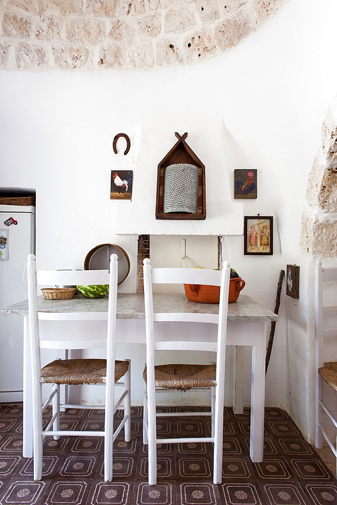 Traditional old Trullo refurbished, Ceglie, Valle d'Itria Valley, Apulia, Southern Italy, Europe