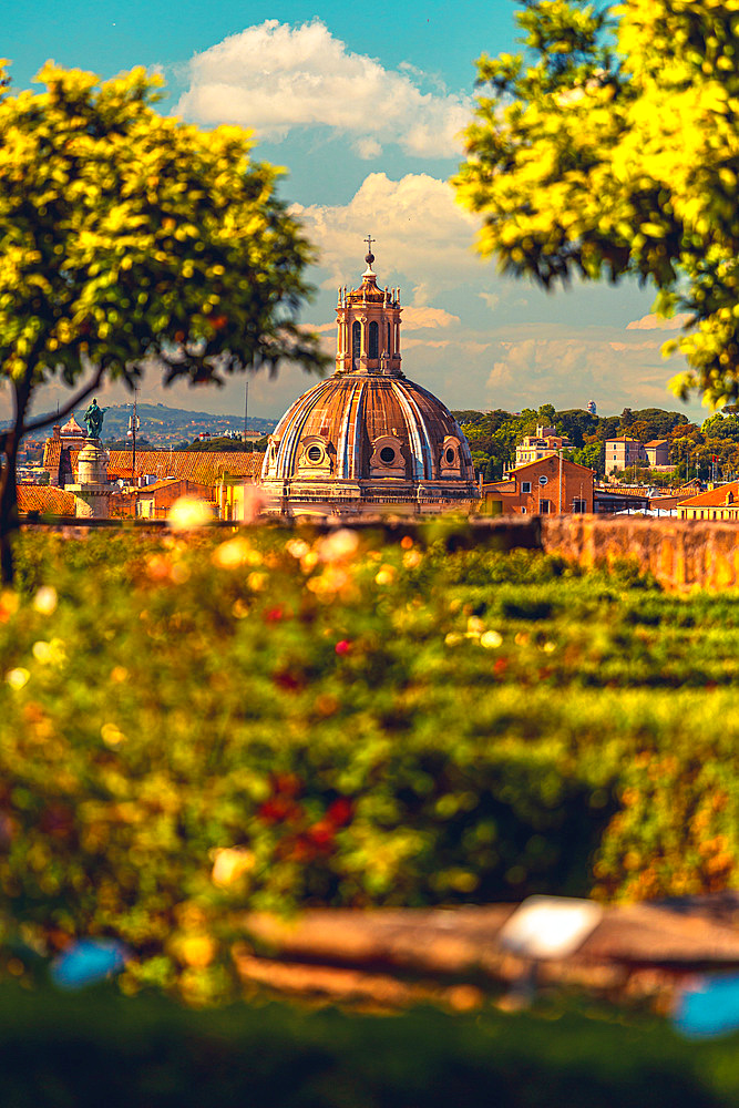 Gardens of Farnese upon the Palatine with beautiful panorama view on Rome, Italy, Europe