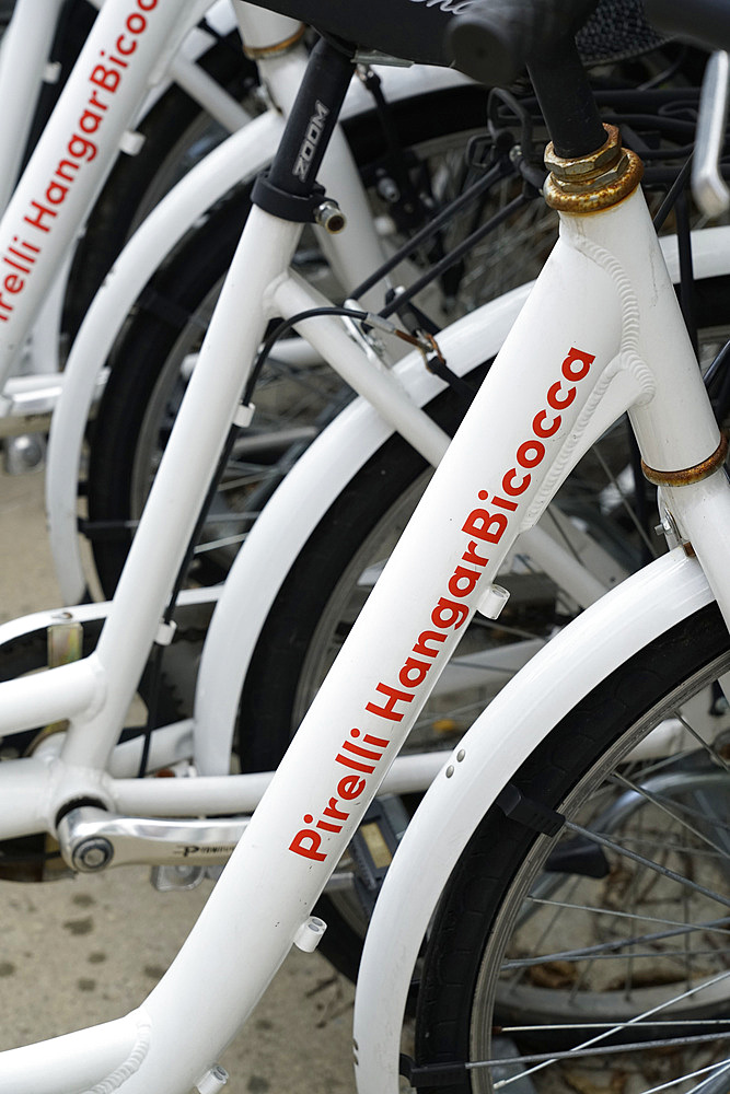 Bicycles for hire, The Pirelli Hangar Bicocca Foundation, contemporary art gallery, Milan, Lombardy, Italy, Europe