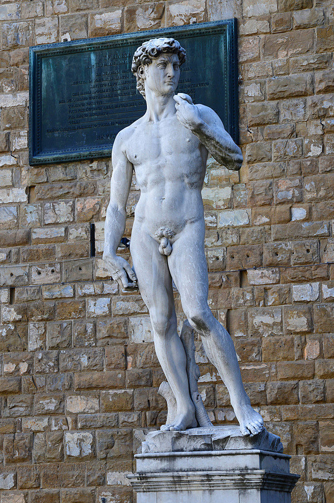 Copy of Michelangelo's David statue in Piazza della Signoria in Florence. Italy; Europe.