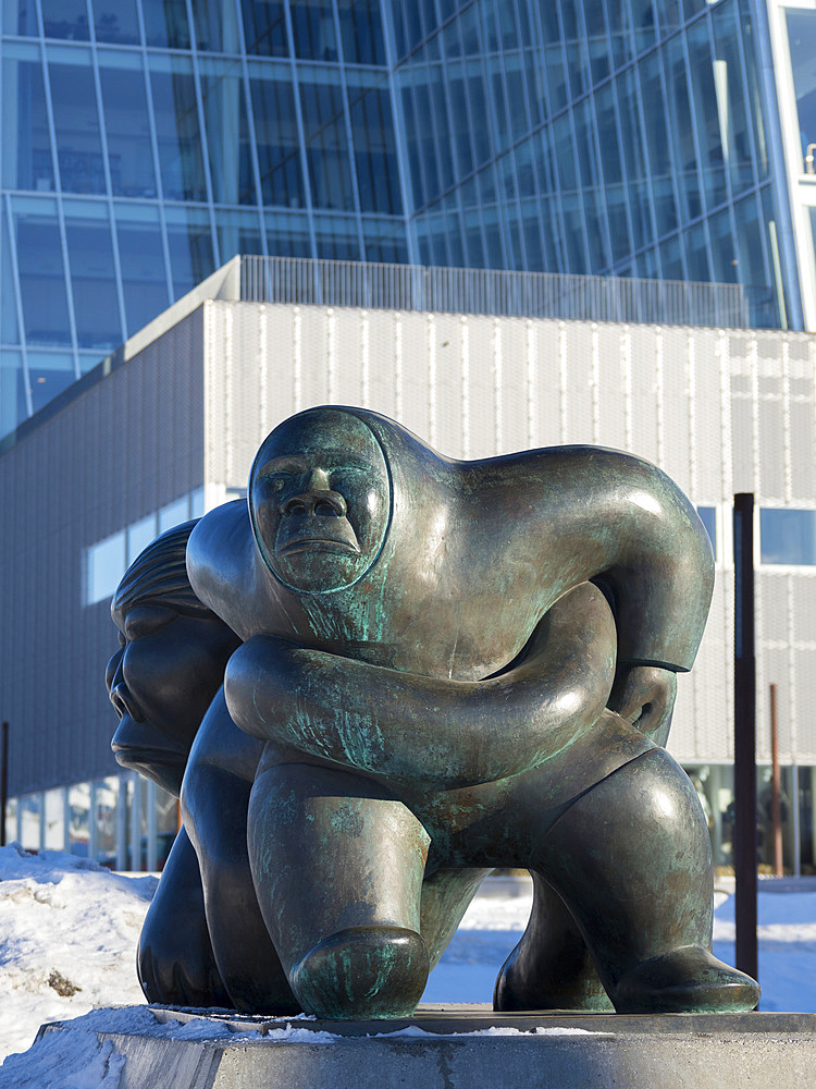 Sculpture Kaassassuk by Simon Kristoffersen. Landmark and symbol of the greenlandic idendity as a country. Nuuk, the capital of Greenland. America, North America, Greenland