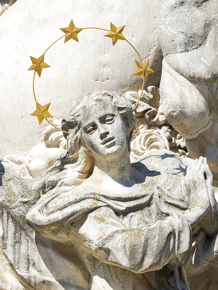 Holy Trinity Column (Szentharomsag-szobor) at the main square. Sopron in Transdanubia in the west of Hungary close to the border with Austria. Europe, Eastern Europe, Hungary