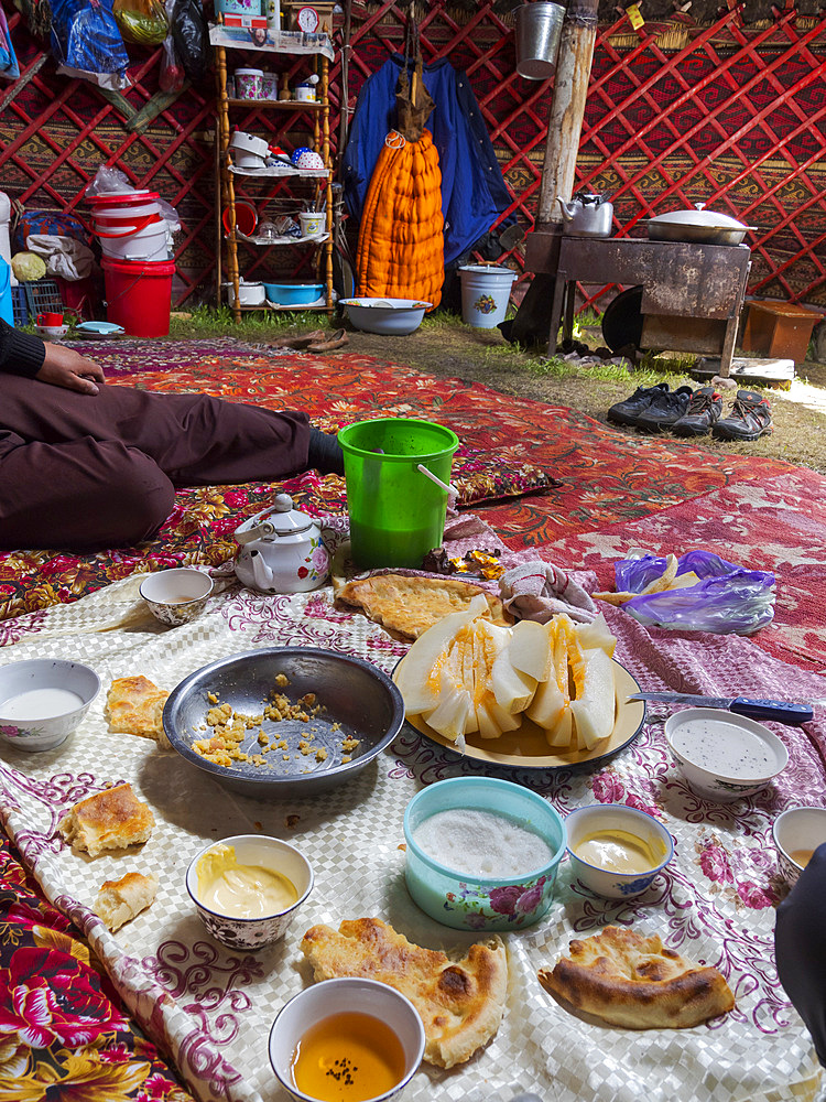 The yurt of a local herder. The Alaj valley in the Pamir Mountains, Asia, Central Asia, Kyrgyzstan