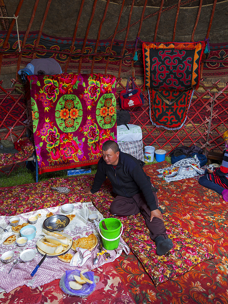 The yurt of a local herder. The Alaj valley in the Pamir Mountains, Asia, Central Asia, Kyrgyzstan