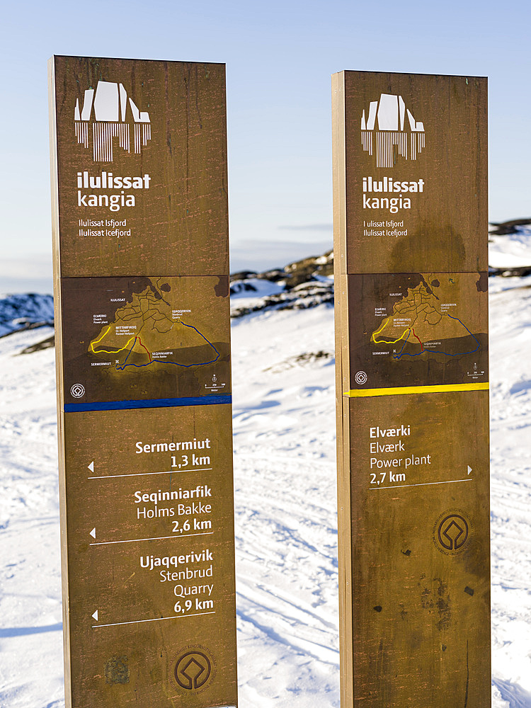 Winter at the Ilulissat Icefjord, located in the Disko Bay in West Greenland, the Icefjord is part of the UNESCO world heritage. America, North America, Greenland, Denmark