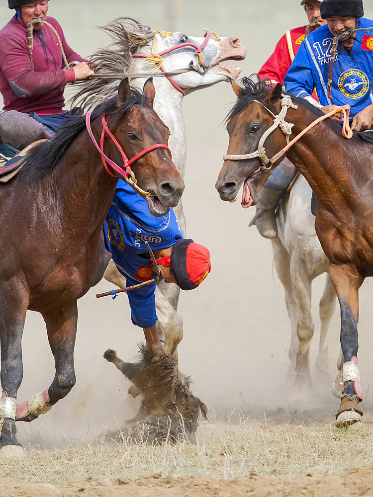 Kok Boru (Buzkashi), traditional equestrian team sport. Festival on the Suusamyr plain commemorating Mr Koshkomul, a sportsman and folk hero of the last century. Kok Boru is listed as UNESCO Intangible Cultural Heritage Asia, central asia, Kyrgyzstan