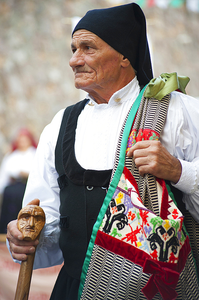 Typical dress of Sardara, Procession of Santa Maria de is Aquas, Sardara, Sardinia, Italy, Europe