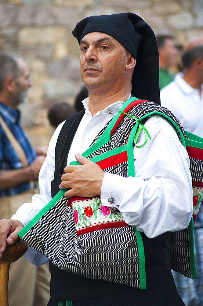 Typical dress of Sardara, Procession of Santa Maria de is Aquas, Sardara, Sardinia, Italy, Europe