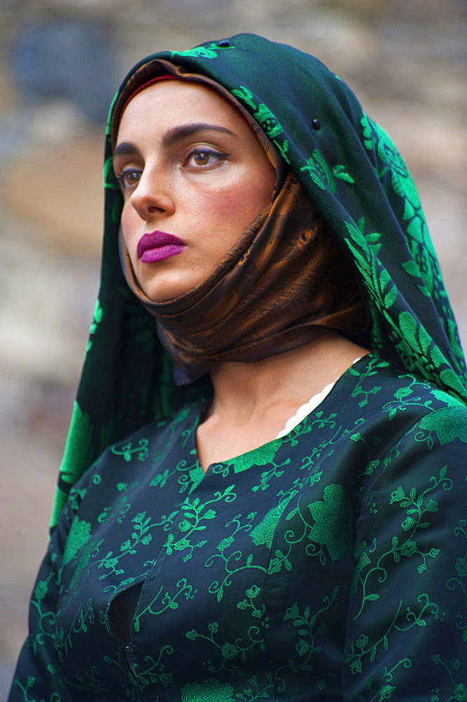 Typical dress of Pabillonis, Procession of Santa Maria de is Aquas, Sardara, Sardinia, Italy, Europe