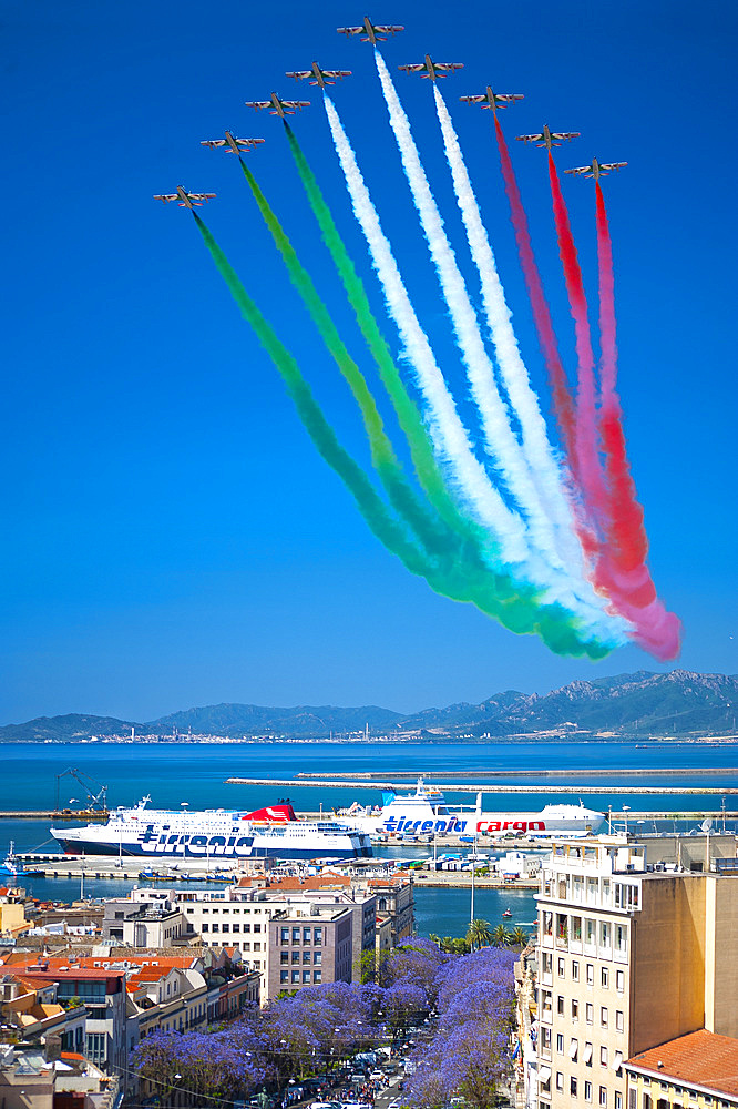 Frecce Tricolori, National Acrobatic Patrol, Cagliari, Sardinia, Italy, Europe