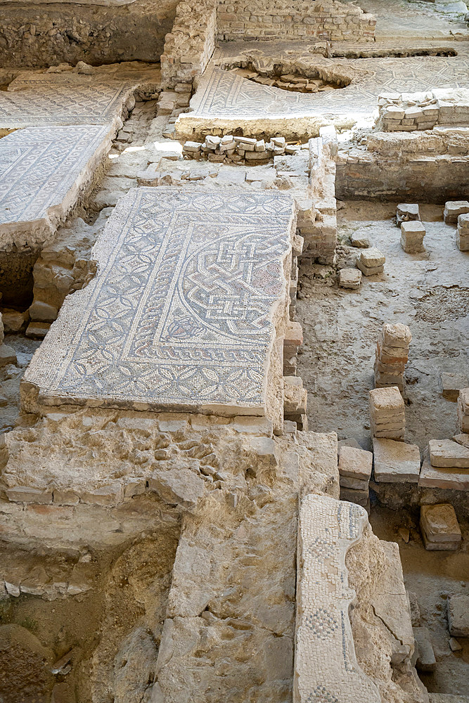 Piazza L. Ferrari square, Domus del Chirurgo, Archaeological remains of an ancient Roman house of a surgeon, Rimini, Emilia Romagna, Italy, Europe