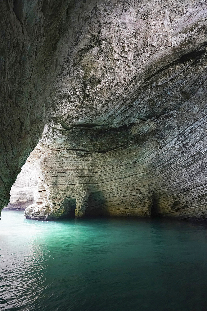 Gargano National Park, Visit to the Caves, Cave of the two rooms, Vieste, Apulia, Italy, Europe