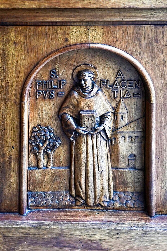 Detail of the door of the Basilica of Santa Rita da Cascia, Cascia, Umbria, Italy, Europe