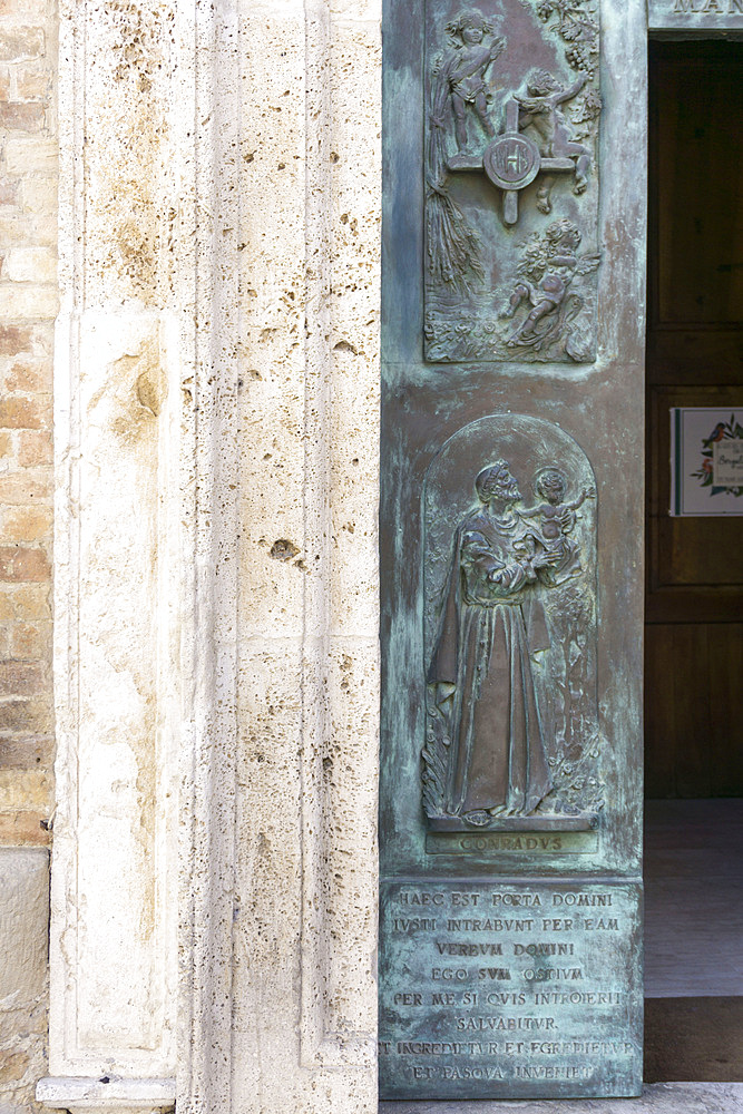 Portal Church of St. Augustine, Offida village, Marche, Italy, Europe